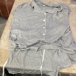 Gray Button-Up shorty Pajama Set